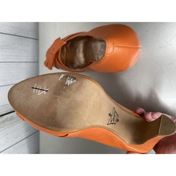 Miss Albright Anthropologie Bow Pump Heels Orange Size 8.5 - Picture 6 of 6